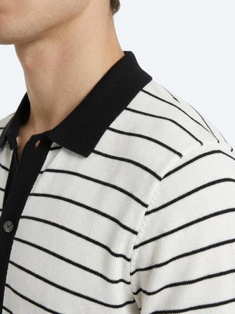 Ekru Çizgili Regular Fit Kısa Casual Pamuk Karışımlı Gömlek