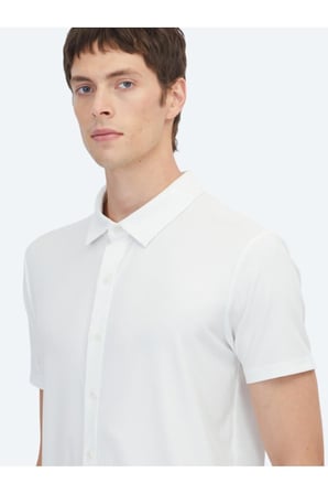 Beyaz Çizgili Regular Fit Casual Gömlek
