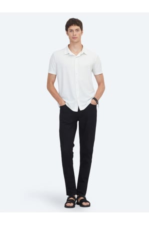 Beyaz Çizgili Regular Fit Casual Gömlek