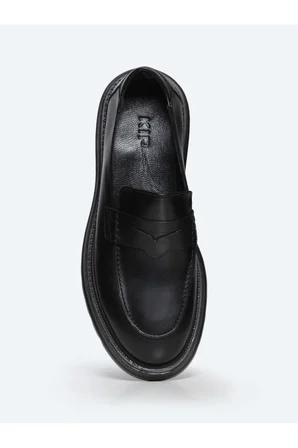 Siyah Deri Smart Casual Loafer