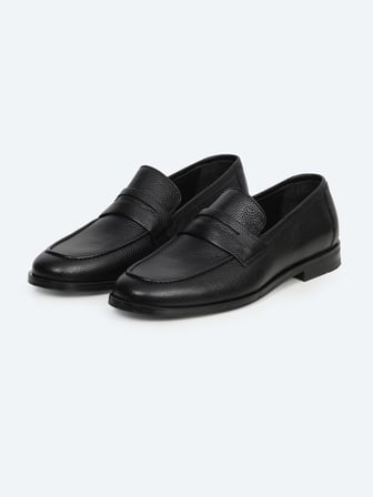 Siyah Deri Klasik Loafer