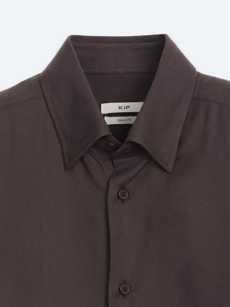 Kahverengi Düz Regular Fit Uzun Dokuma Casual %100 Pamuk Gömlek