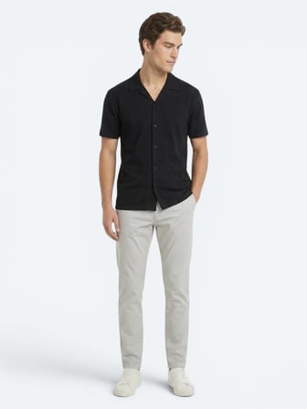 Lacivert Çizgili Regular Fit Kısa Casual %100 Pamuk Gömlek