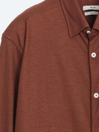 Kiremit Düz Regular Fit Uzun Casual Gömlek