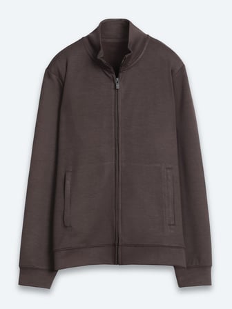 Kahverengi Dik Yaka Düz Sweatshirt