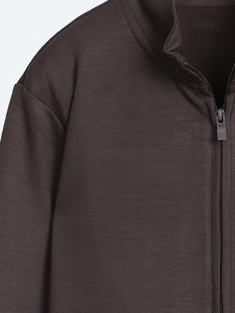Kahverengi Dik Yaka Düz Sweatshirt