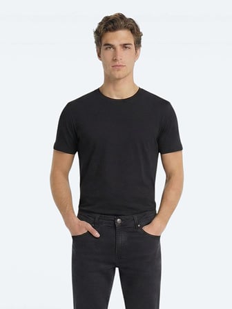 Siyah 5li Düz %100 Pamuk T-Shirt