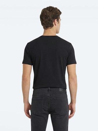 Siyah 5li Düz %100 Pamuk T-Shirt