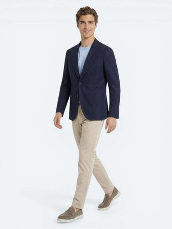 Lacivert Mikro Modern Fit Yün Karışımlı Ceket