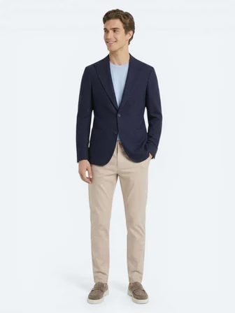 Lacivert Mikro Modern Fit Yün Karışımlı Ceket