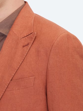 Kiremit Düz Modern Fit %100 Keten Ceket