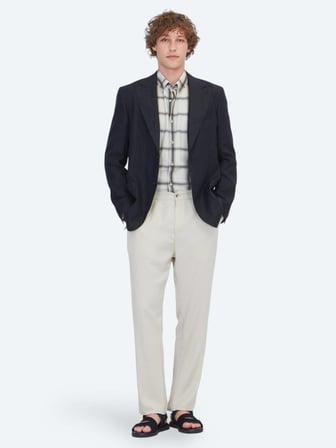Siyah Düz Modern Fit %100 Keten Ceket