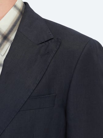 Siyah Düz Modern Fit %100 Keten Ceket