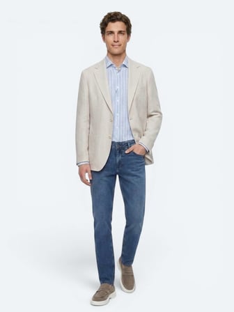 Taş Düz Modern Fit %100 Keten Ceket