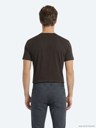 Kahverengi Düz %100 Pamuk T-Shirt