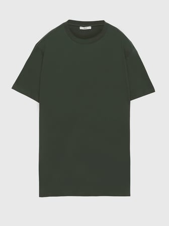 Yağ Yeşili Düz %100 Pamuk T-Shirt