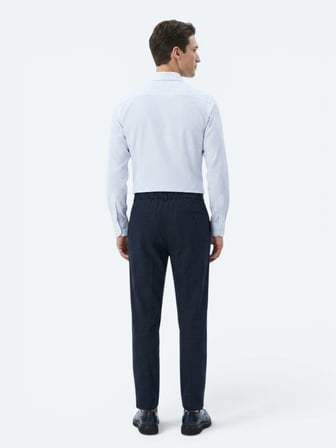 Açık Mavi Çizgili Regular Fit Uzun Dokuma Casual Pamuk Karışımlı Gömlek