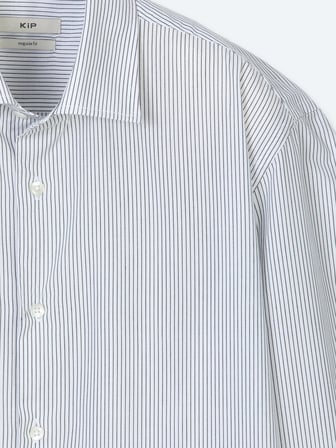 Lacivert Çizgili Regular Fit Uzun Dokuma Casual Pamuk Karışımlı Gömlek