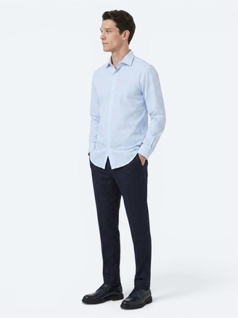 Açık Mavi Çizgili Regular Fit Uzun Dokuma Casual Pamuk Karışımlı Gömlek