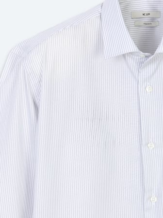 Gri Çizgili Regular Fit Uzun Dokuma Casual Pamuk Karışımlı Gömlek