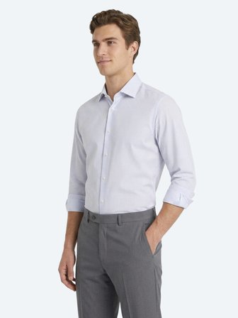 Gri Çizgili Regular Fit Uzun Dokuma Casual Pamuk Karışımlı Gömlek