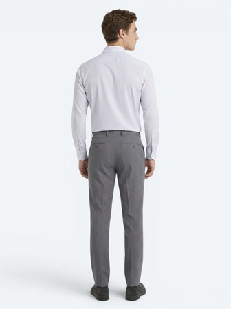 Gri Çizgili Regular Fit Uzun Dokuma Casual Pamuk Karışımlı Gömlek