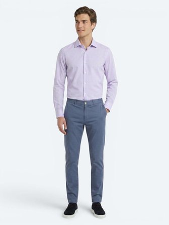 Lila Düz Regular Fit Uzun Dokuma Casual Pamuk Karışımlı Gömlek