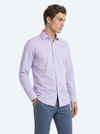 Lila Düz Regular Fit Uzun Dokuma Casual Pamuk Karışımlı Gömlek
