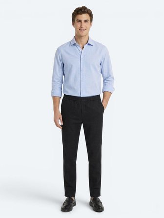 Açık Mavi Düz Regular Fit Uzun Dokuma Casual Pamuk Karışımlı Gömlek