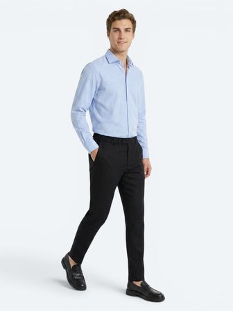 Açık Mavi Düz Regular Fit Uzun Dokuma Casual Pamuk Karışımlı Gömlek