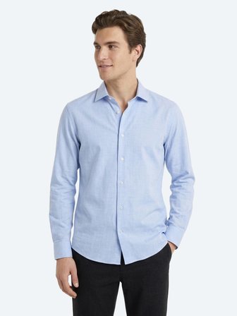 Açık Mavi Düz Regular Fit Uzun Dokuma Casual Pamuk Karışımlı Gömlek