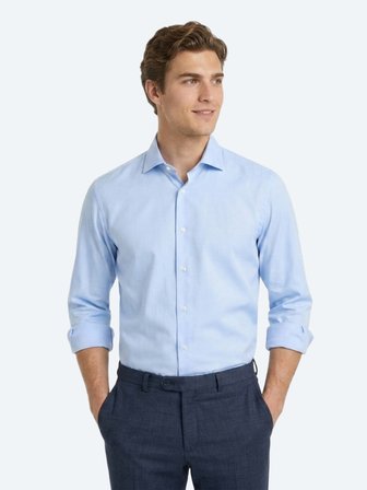 Açık Mavi Düz Regular Fit Uzun Dokuma Casual %100 Pamuk Gömlek