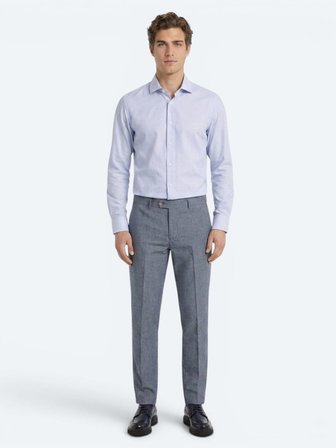 Açık Mavi Mikro Regular Fit Uzun Dokuma Casual %100 Pamuk Gömlek