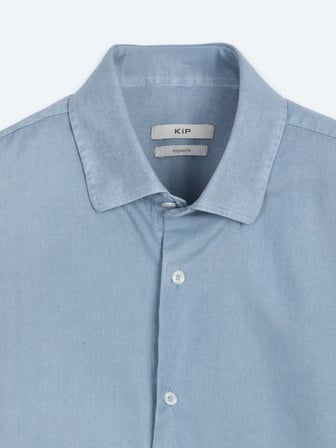 Koyu İndigo Düz Regular Fit Uzun Dokuma Casual Pamuk Karışımlı Gömlek