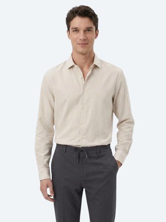 Koyu Gri Düz Regular Fit Uzun Dokuma Casual Pamuk Karışımlı Gömlek
