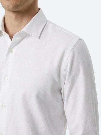 Beyaz Düz Regular Fit Uzun Dokuma Casual Pamuk Karışımlı Gömlek