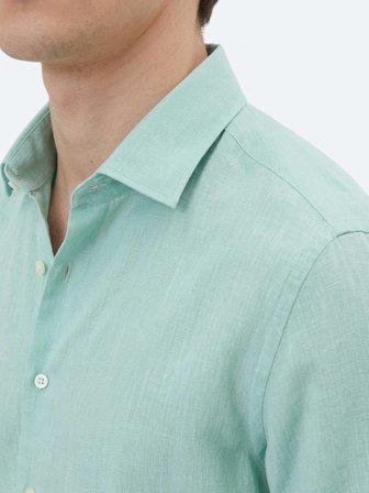 Açık Yeşil Regular Fit Uzun Dokuma Casual Pamuk Karışımlı Gömlek