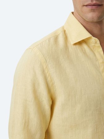 Sarı Regular Fit Uzun Dokuma Casual Pamuk Karışımlı Gömlek