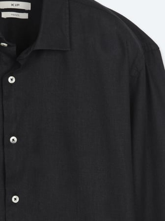 Siyah Regular Fit Uzun Dokuma Casual Pamuk Karışımlı Gömlek