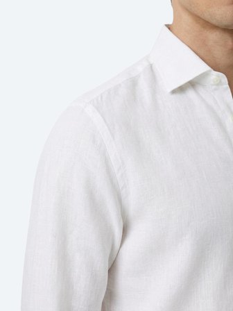 Beyaz Regular Fit Uzun Dokuma Casual Pamuk Karışımlı Gömlek