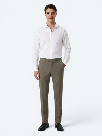 Beyaz Regular Fit Uzun Dokuma Casual Pamuk Karışımlı Gömlek