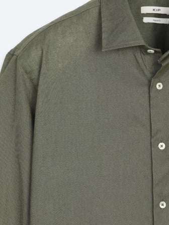 Haki Regular Fit Uzun Dokuma Casual Pamuk Karışımlı Gömlek