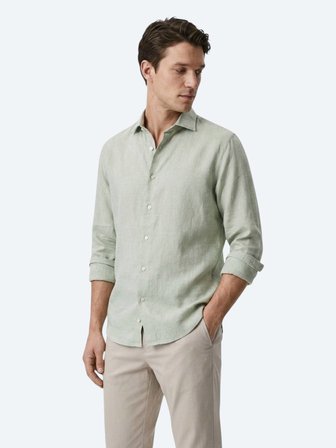 Yeşil Regular Fit Uzun Dokuma Casual Pamuk Karışımlı Gömlek