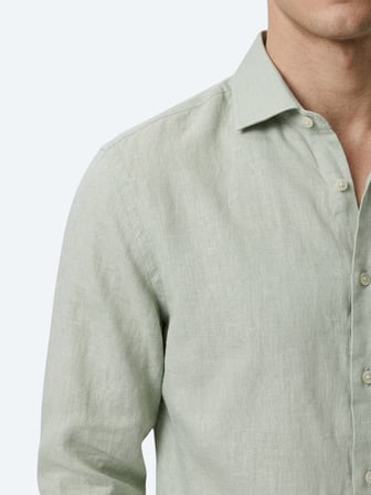 Yeşil Regular Fit Uzun Dokuma Casual Pamuk Karışımlı Gömlek