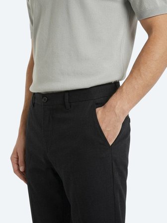 Siyah Dokuma Relaxed Fit Casual Pamuk Karışımlı Pantolon