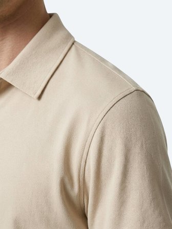 Bej Düz Pamuk Karışımlı T-Shirt