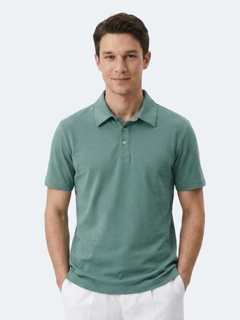Koyu Haki Düz Pamuk Karışımlı T-Shirt