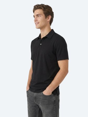 Siyah Düz Pamuk Karışımlı T-Shirt