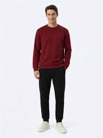 Bordo Düz Sweatshırt