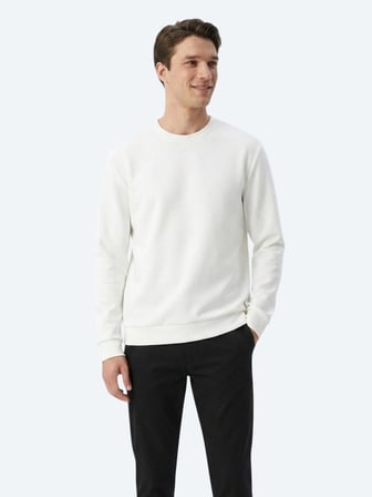 Beyaz Düz Sweatshırt